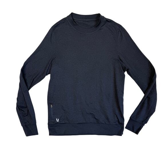 Vuori Men's Ponto Performance Crew Long Sleeve Shirt Navy Heather Small - Picture 1 of 4